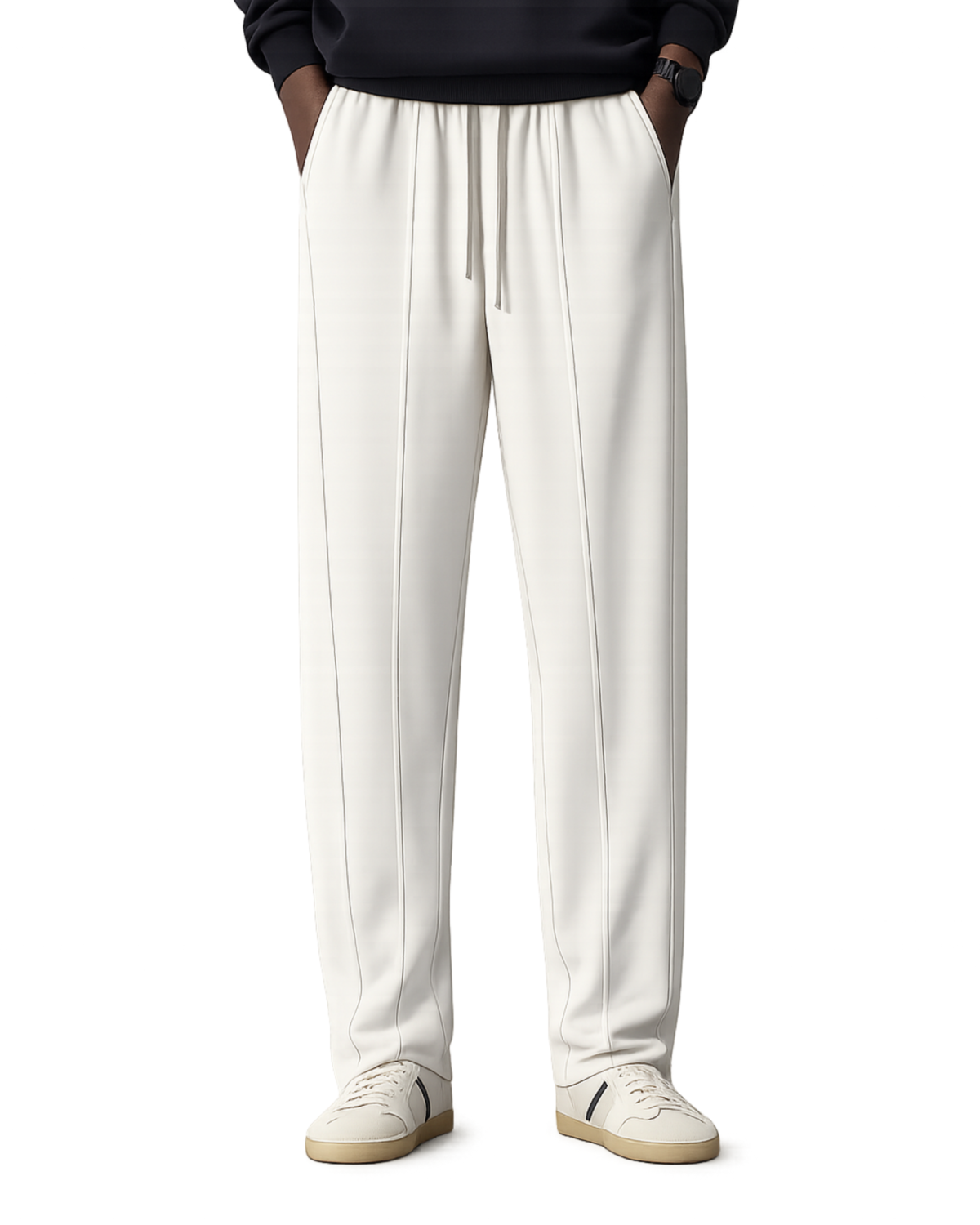 essential straight fit joggers – black & white edition