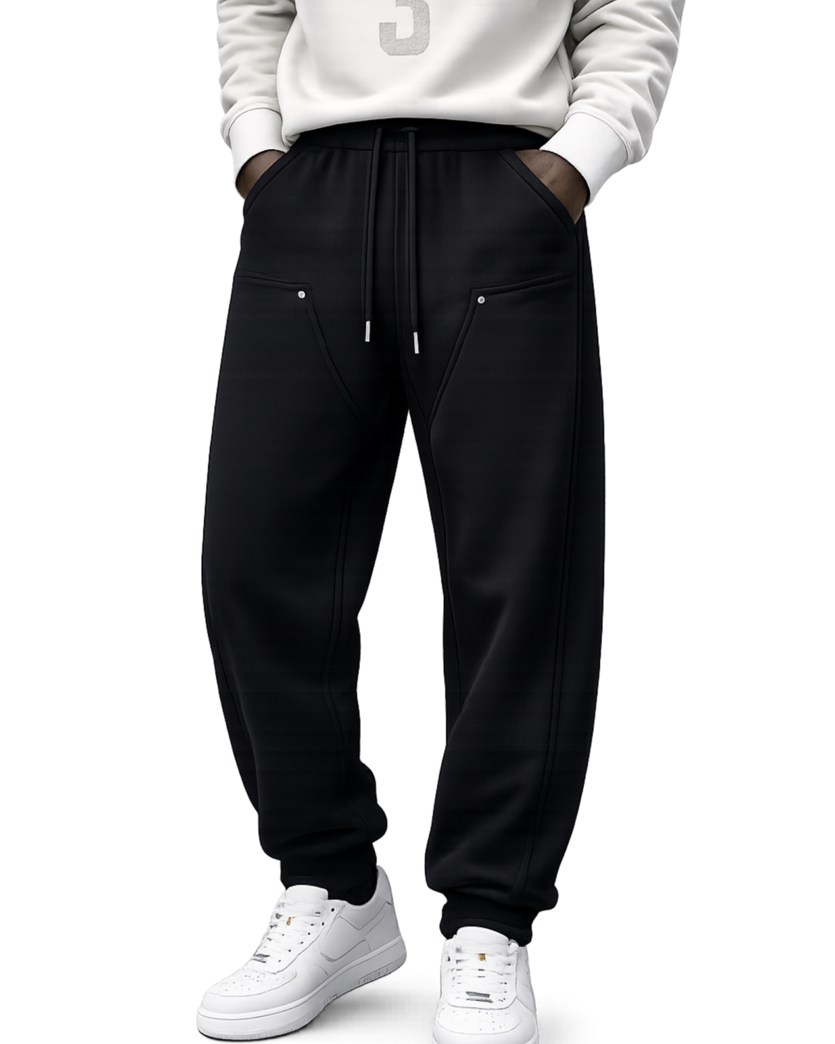 premium panel joggers (grey, black & ash)